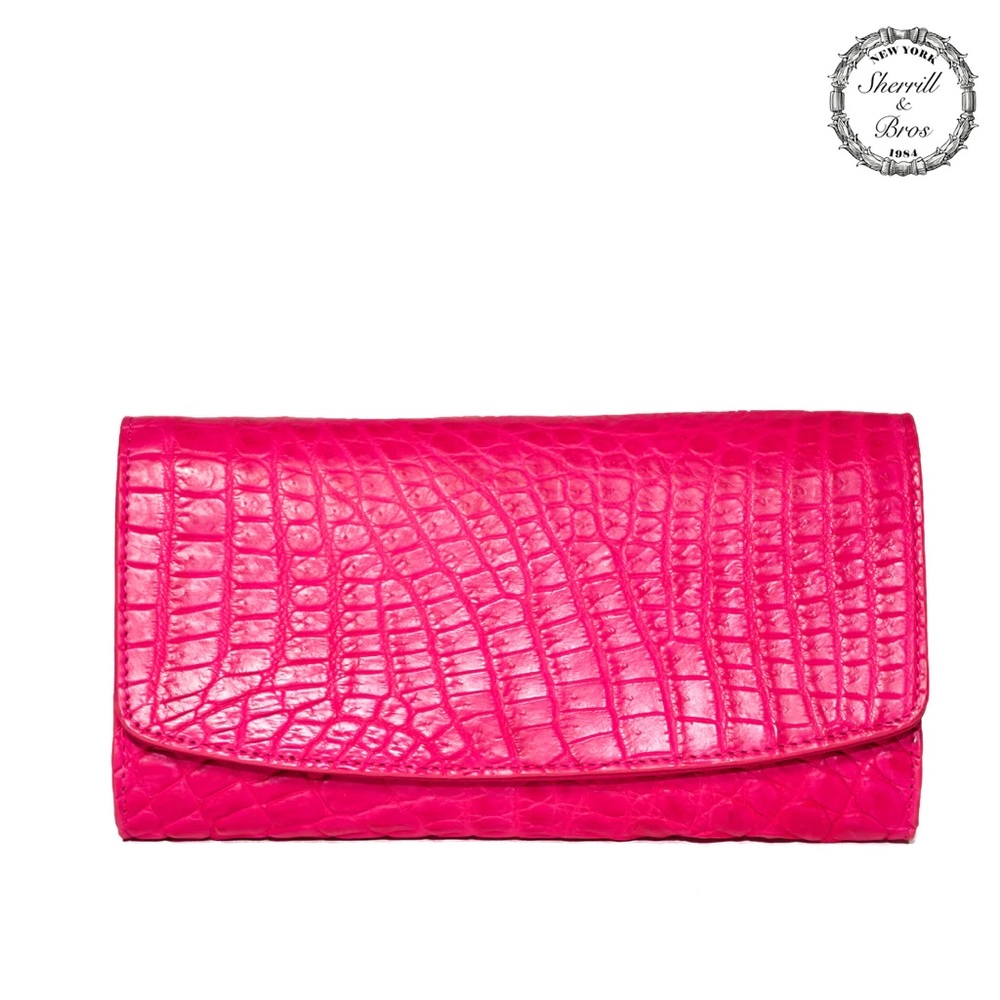 290. NWT WOMENS SHERRILL & BROTHERS BELLE GENUINE CROCODILE MAGNETIC SNAP WALL…
